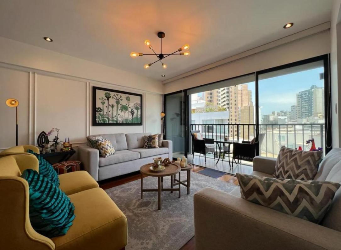 ليما Exclusivo Y Moderno Depa En Miraflores Vista Al Mar Y A La Ciudad Amoblado Apartments المظهر الخارجي الصورة